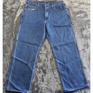 Red Kap Mens 36x30 Carpenter Boot Cut Jeans Medium Wash Denim Workwear